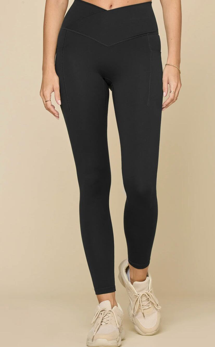 POPFLEX Crisscross Hourglass® Legging with Pockets Small Black Petite 25"